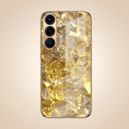 Samsung Galaxy A56 5G Golden Diamond Shatter Gold Electroplated Glass Phone Back Case