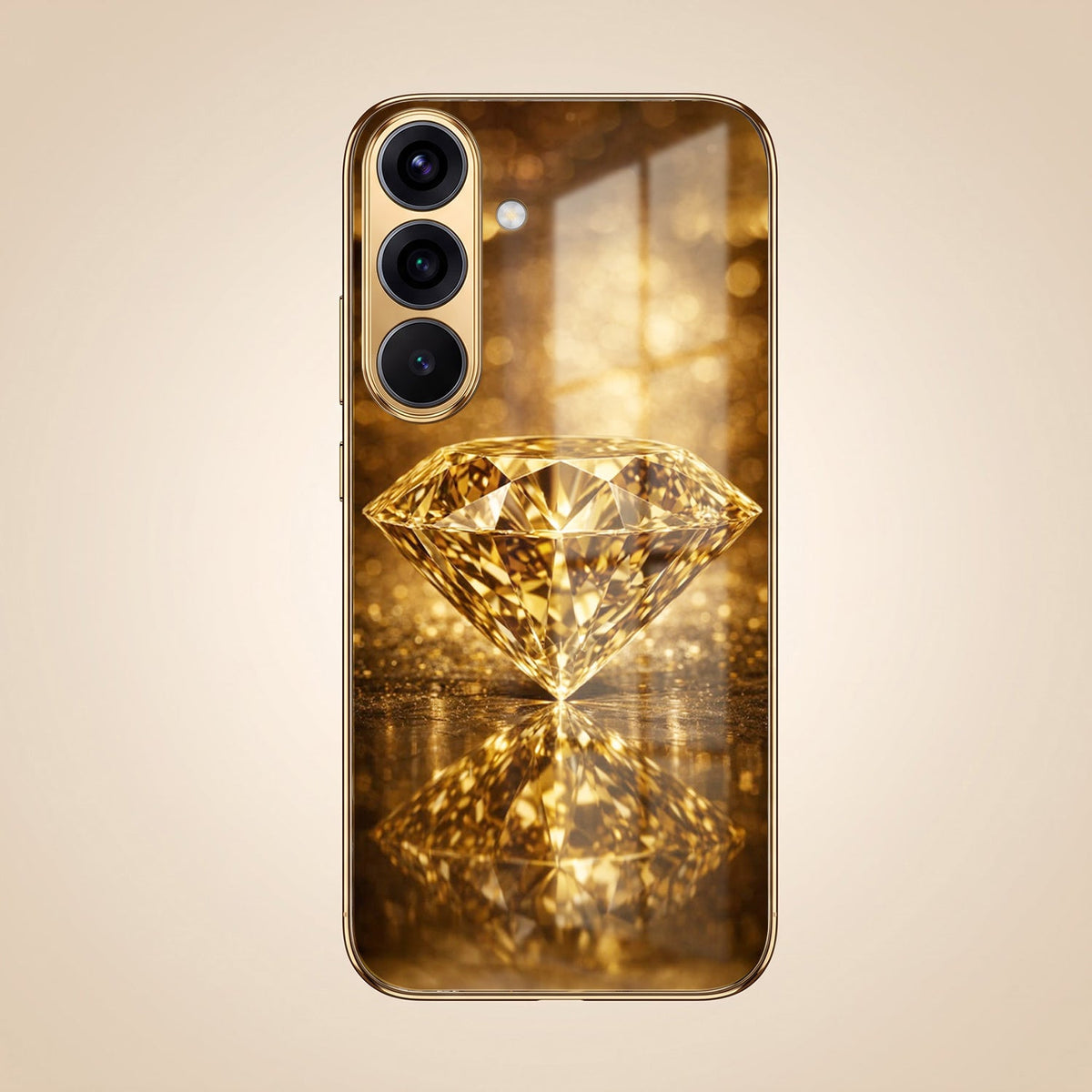 Samsung Galaxy A36 5G Golden Diamond Gold Electroplated Glass Phone Back Case