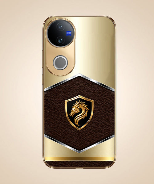 Vivo V50 5G Dragon Crest Gold Electroplated Glass Phone Back Case