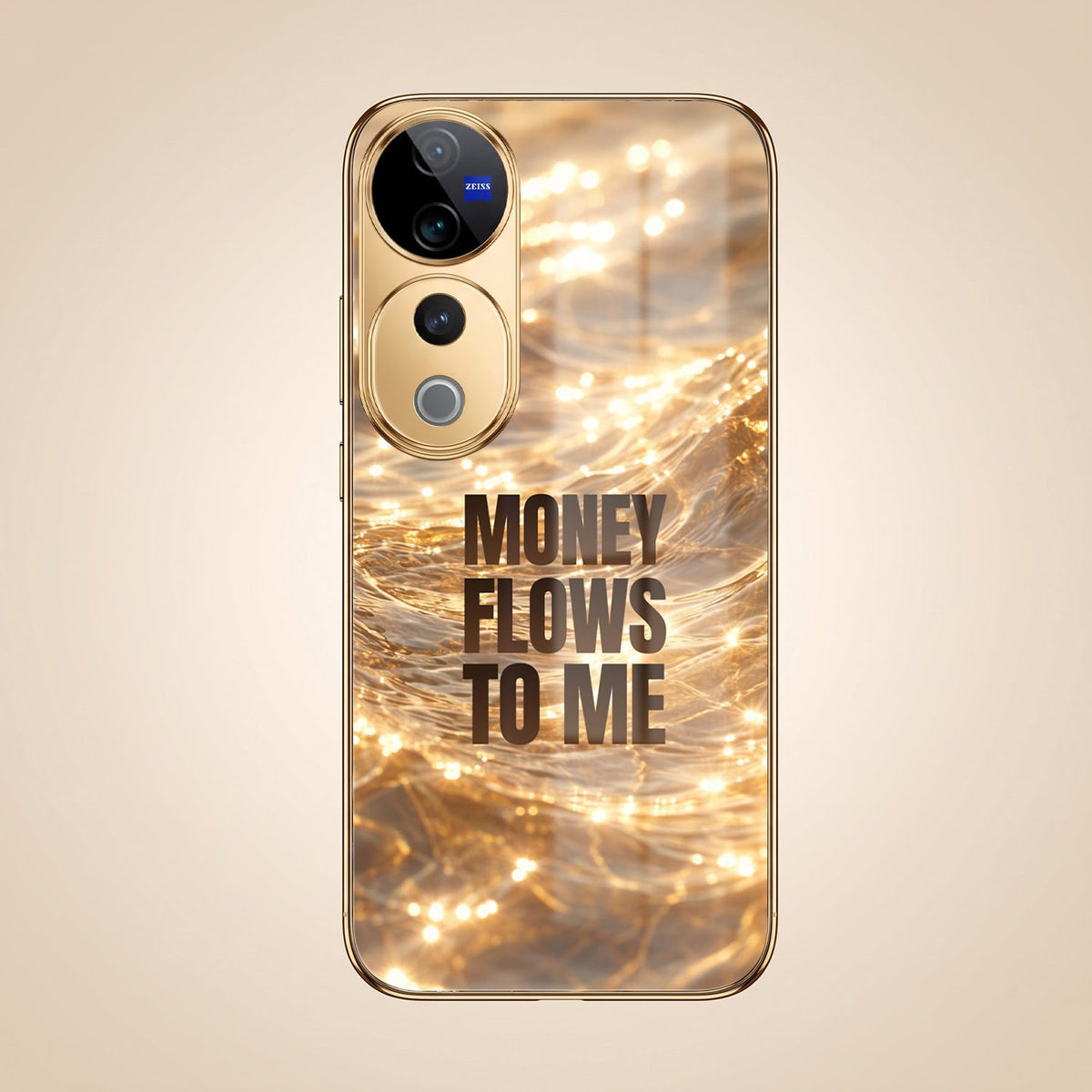 Vivo V40 Pro 5G Money Flows To Me Gold Electroplated Glass Phone Back Case