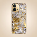 Vivo T5x 5G White Diamond Shatter Gold Electroplated Glass Phone Back Case