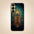 Samsung Galaxy A36 5G Golden Peacock Feather Gold Electroplated Glass Phone Back Case