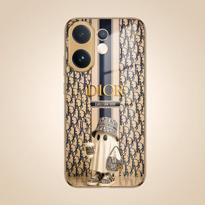 Vivo V60 5G Luxury Dior Gold Electroplated Glass Phone Back Case