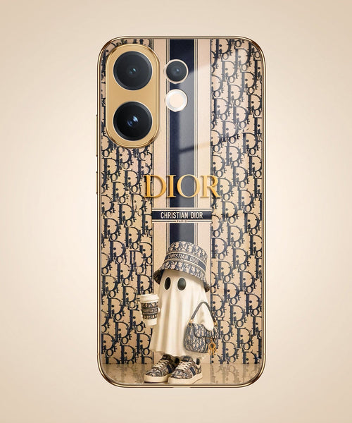 Vivo V60 5G Luxury Dior Gold Electroplated Glass Phone Back Case