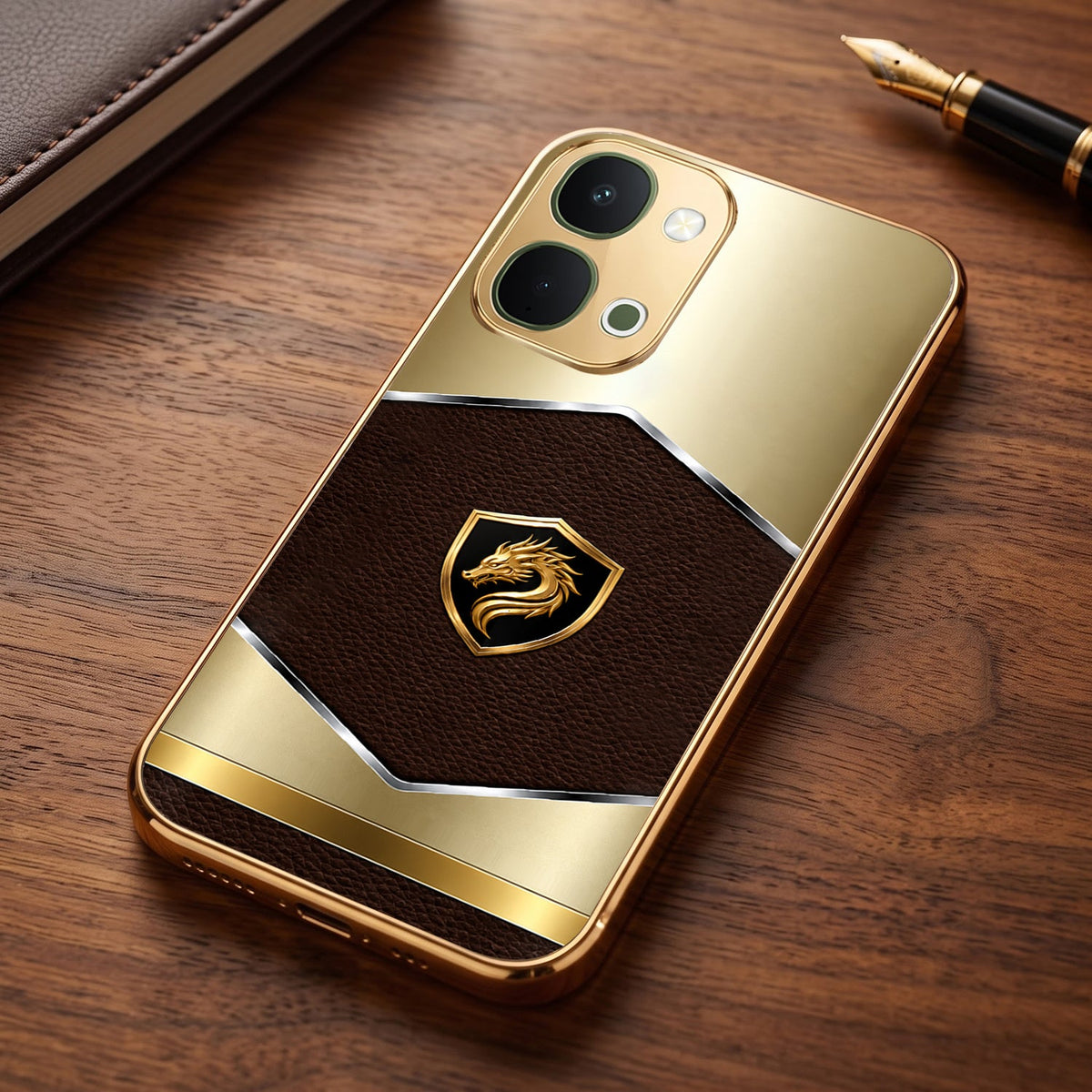 Vivo Y51 Pro 5G Dragon Crest Gold Electroplated Glass Phone Back Case