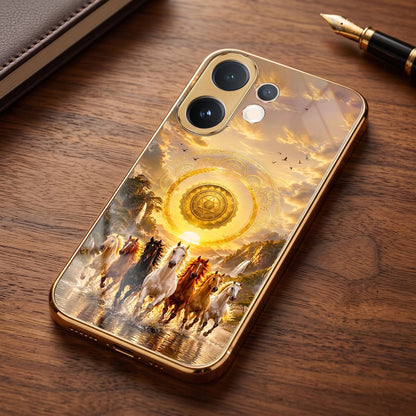 Vivo V60 5G Celestial Seven Horses Gold Electroplated Glass Phone Back Case