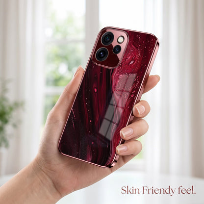 Oppo Reno 15 Pro Mini 5G Marble Burgundy Electroplated Glass Back Case
