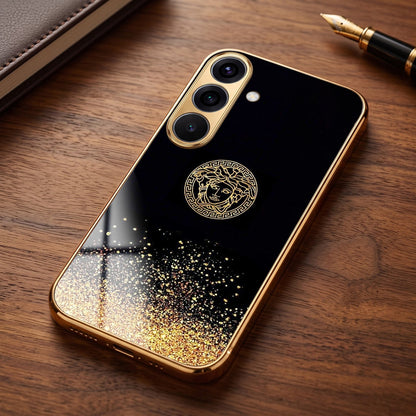 Samsung Galaxy A56 5G Medusa Head Gold Electroplated Glass Phone Back Case