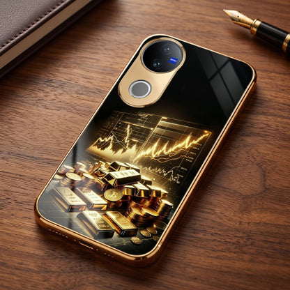 Vivo V40 Pro 5G Luxury Wealth Trader Gold Electroplated Glass Phone Back Case