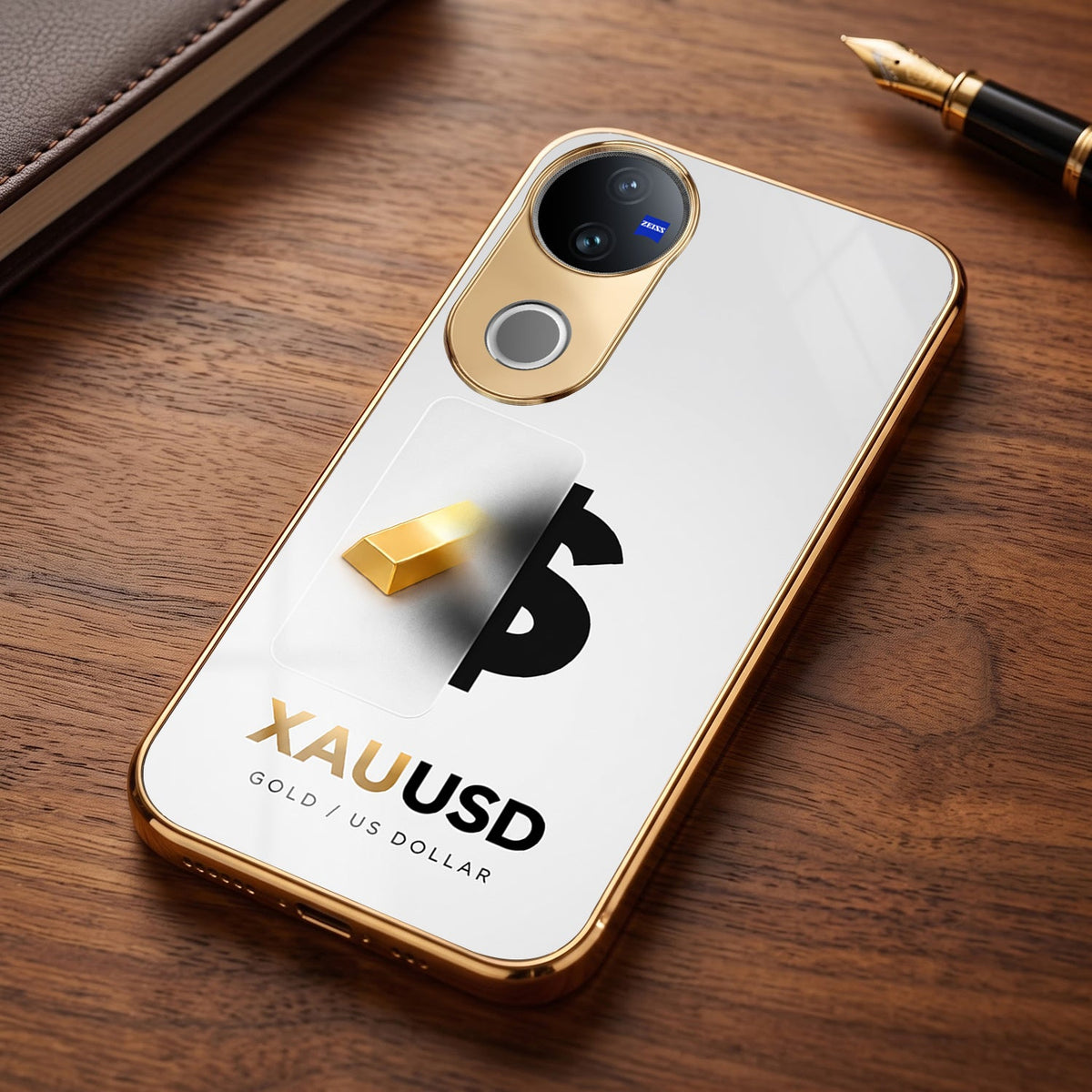 Vivo V50 5G Luxury XAU/USD Gold Electroplated Glass Phone Back Case