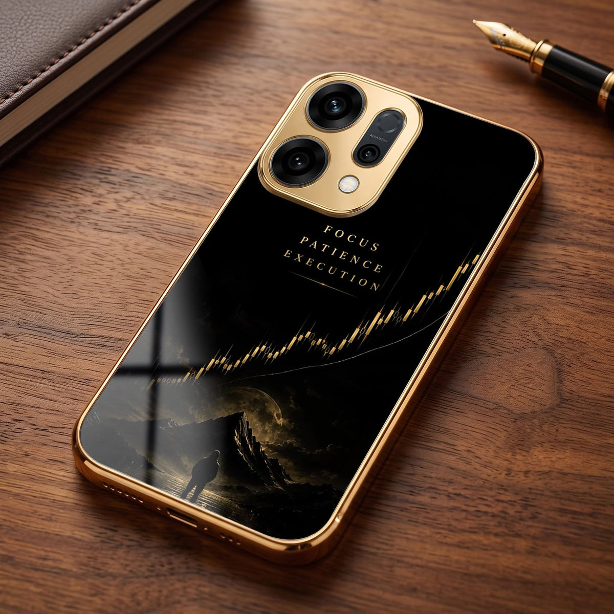 Oppo Reno 14 5G Focus Electroplated Gold Electroplated Glass Phone Back Case