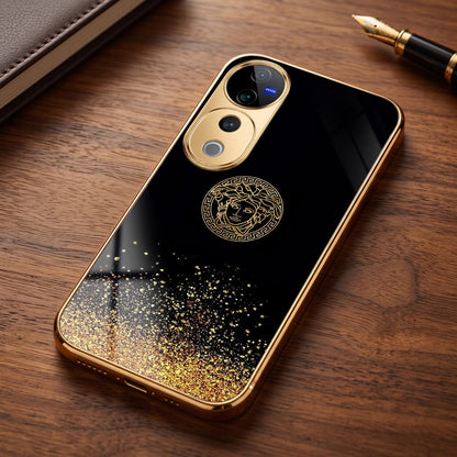 Vivo V40 Pro 5G Medusa Head Gold Electroplated Glass Phone Back Case