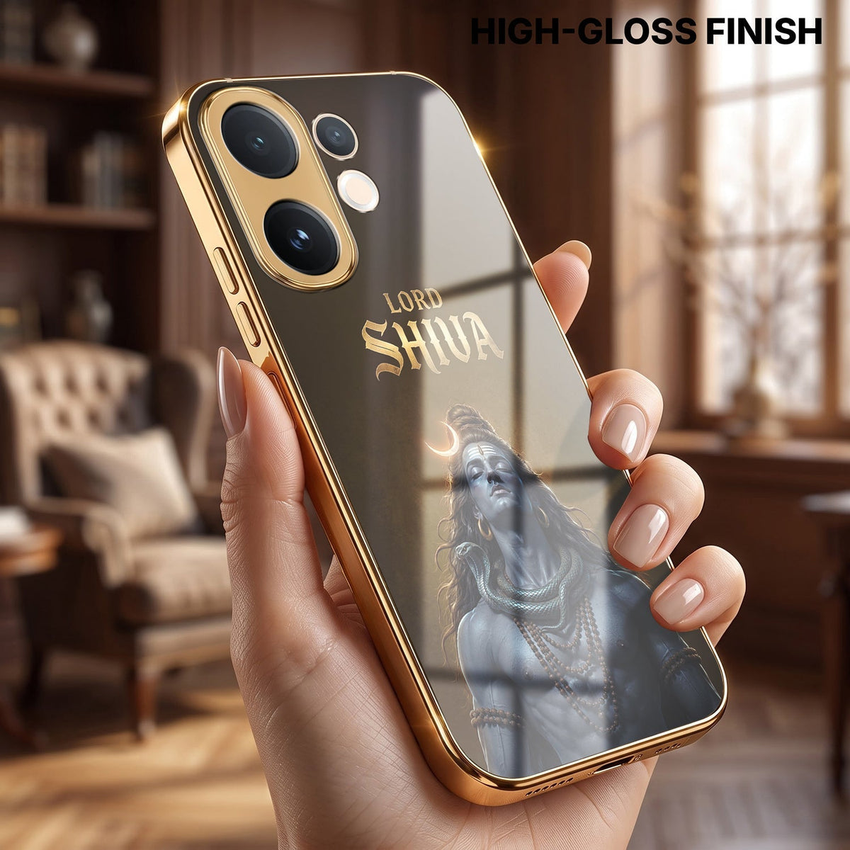 Vivo T4 Pro 5G Lord Shiva Gold Electroplated Glass Phone Back Case