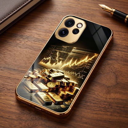 Oppo Reno 15 Pro Mini 5G Luxury Wealth Trader Gold Electroplated Glass Phone Back Case