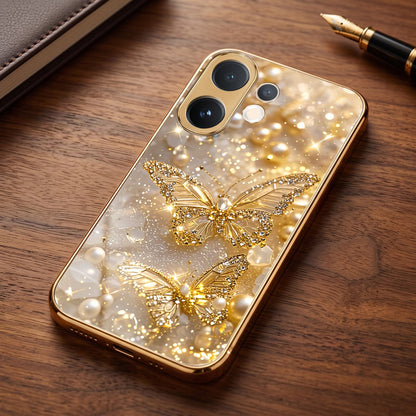 Vivo T4 Pro 5G Golden Butterfly Gold Electroplated Glass Phone Back Case