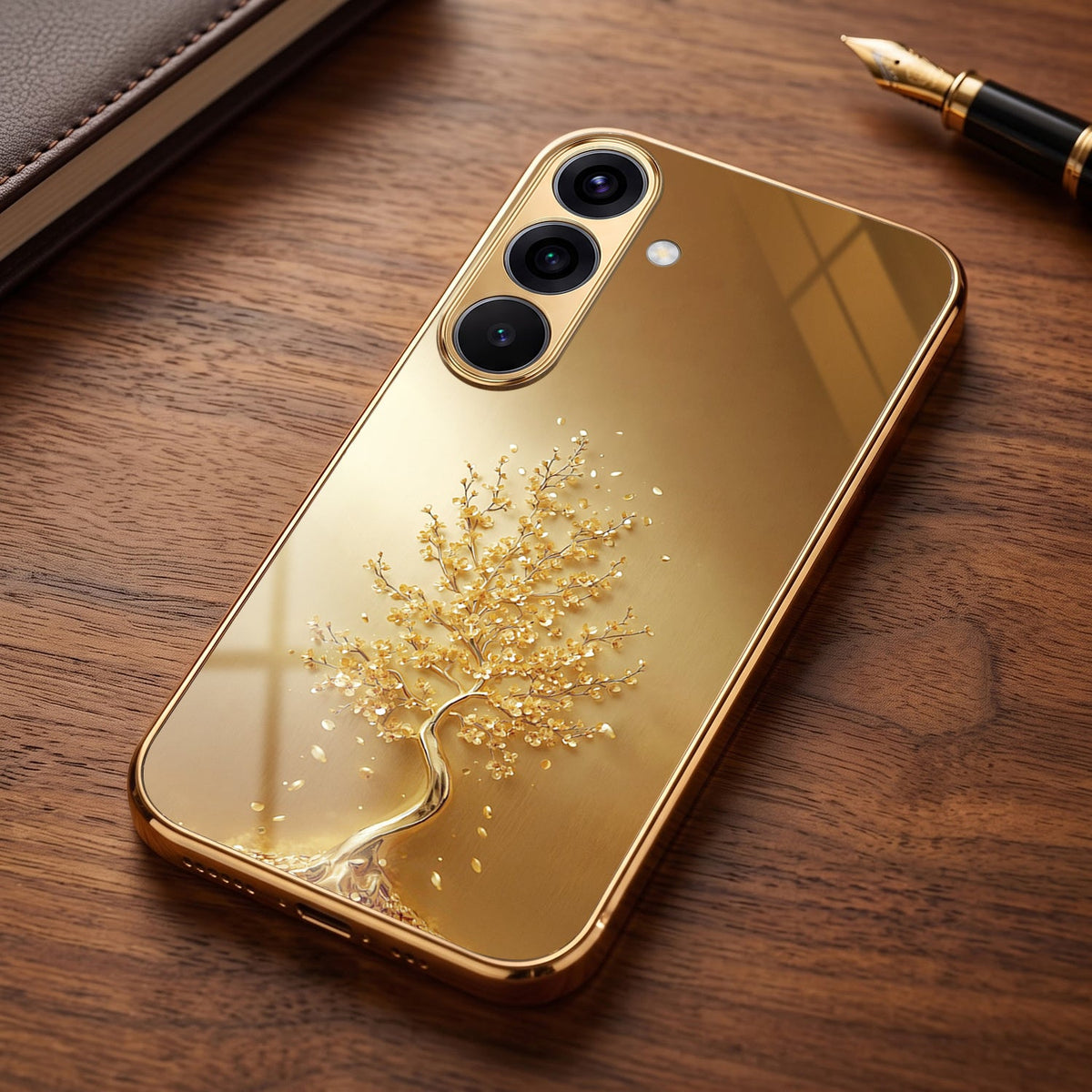Samsung Galaxy A36 5G Golden Tree Gold Electroplated Glass Phone Back Case