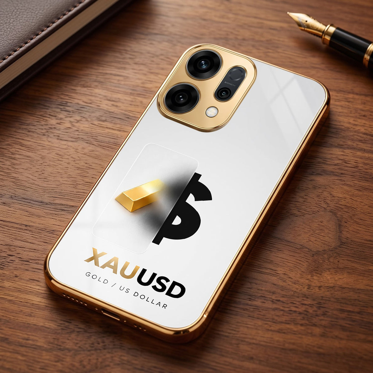 Oppo Reno 14 5G Luxury XAU/USD Gold Electroplated Glass Phone Back Case