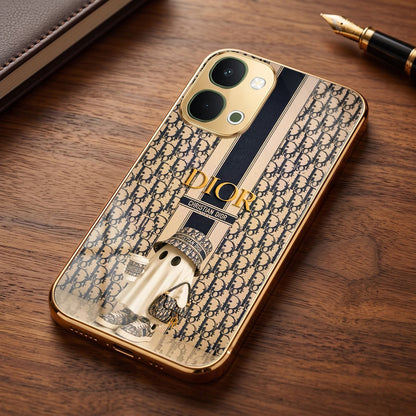Vivo T5x 5G Luxury Dior Gold Electroplated Glass Phone Back Case