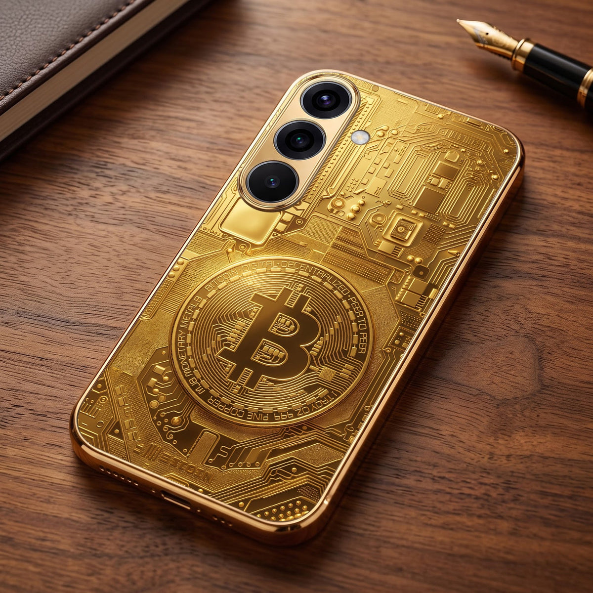 Samsung Galaxy A56 5G Bitcoin Gold Electroplated Glass Phone Back Case