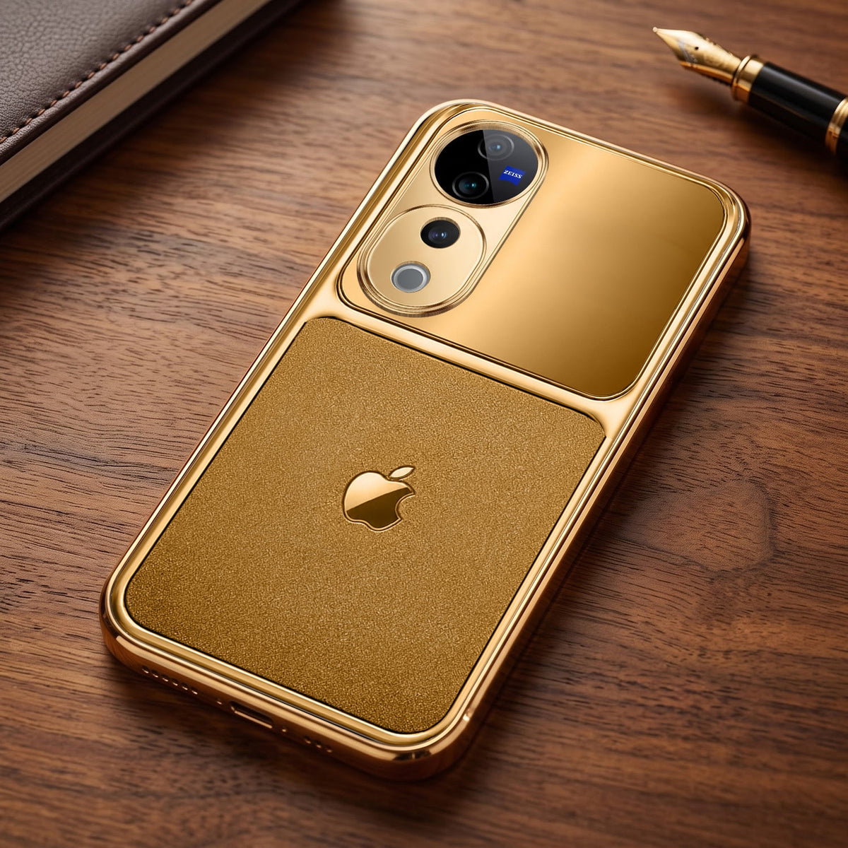 Vivo V40 Pro 5G Royal Touch Apple Gold Electroplated Glass Phone Back Case