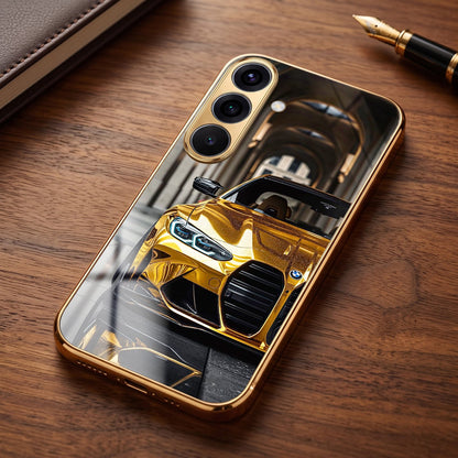 Samsung Galaxy A56 5G Golden BMW Gold Electroplated Glass Phone Back Case