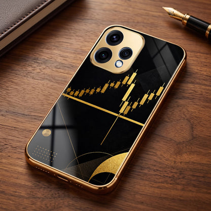 Oppo Reno 15 5G Trading Candles Gold Electroplated Glass Phone Back Case