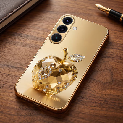 Samsung Galaxy A56 5G Golden Apple Gold Electroplated Glass Phone Back Case