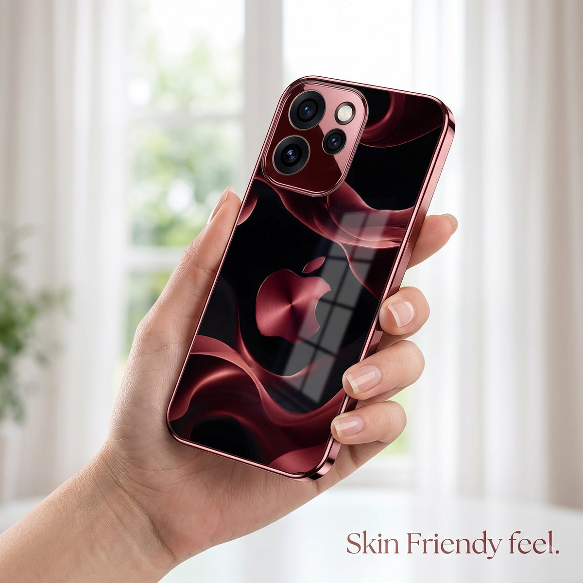 Oppo Reno 15 Pro Mini 5G Wave Apple Burgundy Electroplated Glass Back Case