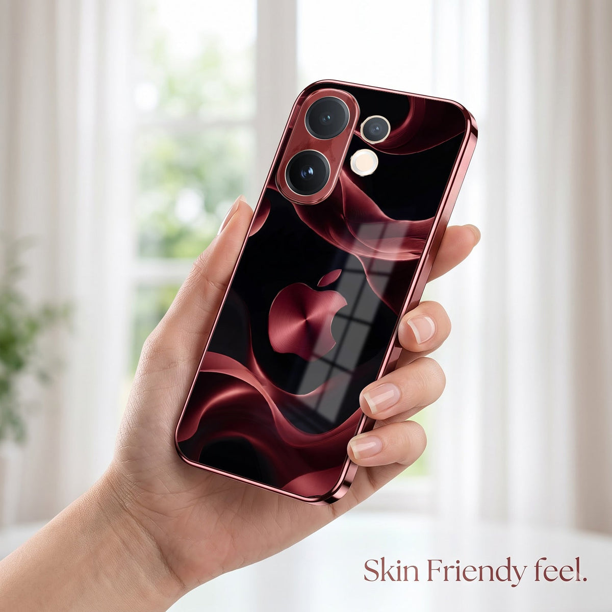 Vivo V60 5G Wave Apple Burgundy Electroplated Glass Back Case
