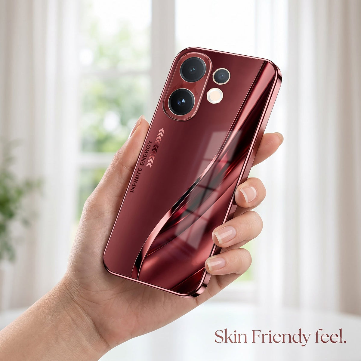 Vivo V60 5G Infinity Energy Burgundy Electroplated Glass Back Case