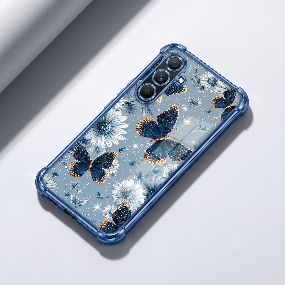 Samsung Galaxy A36 5G Blue Butterfly Floral Airbags Printed Back Case