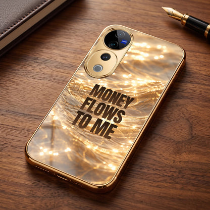 Vivo V40 Pro 5G Money Flows To Me Gold Electroplated Glass Phone Back Case
