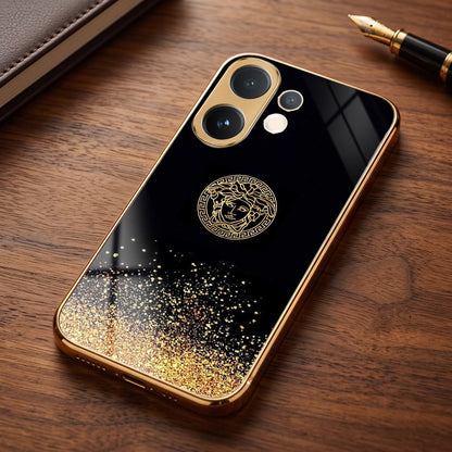 Vivo V60 5G Medusa Head Gold Electroplated Glass Phone Back Case