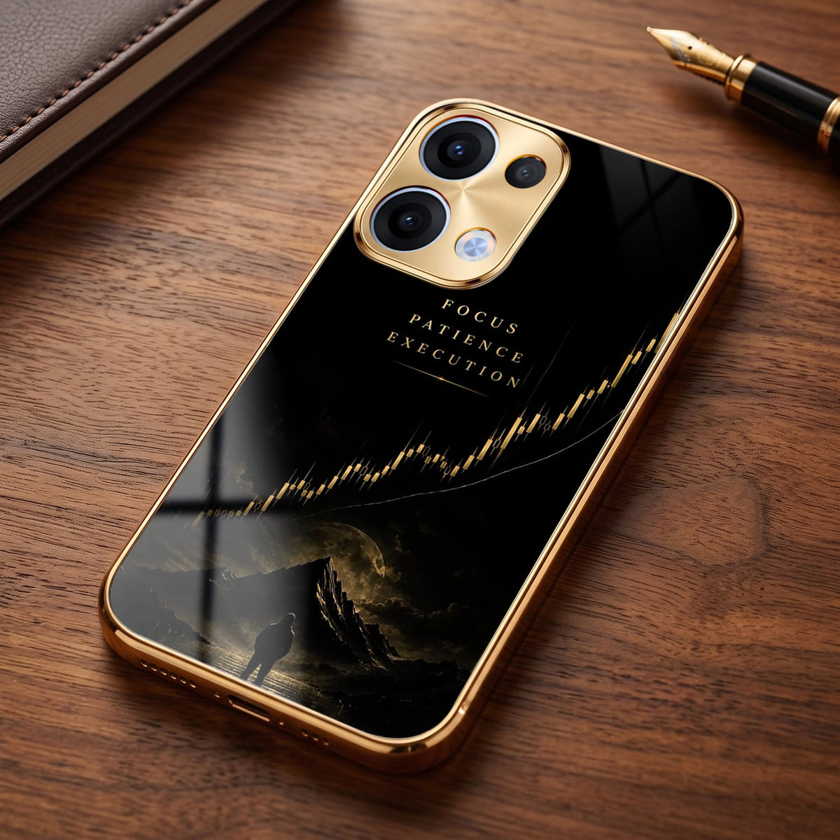 Oppo Reno 13 5G Focus Electroplated Gold Electroplated Glass Phone Back Case