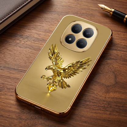 Redmi Note 15 Pro+ 5G Golden Eagle Gold Electroplated Glass Phone Back Case