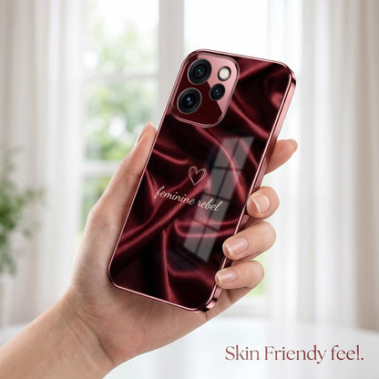 Oppo Reno 15 Pro Mini 5G Feminine Rebel Burgundy Electroplated Glass Back Case