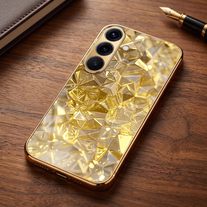 Samsung Galaxy A36 5G Golden Diamond Shatter Gold Electroplated Glass Phone Back Case