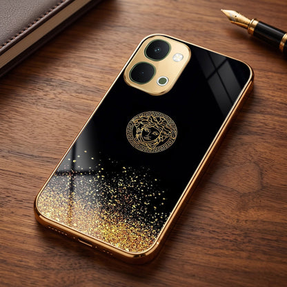 Vivo T5x 5G Medusa Head Gold Electroplated Glass Phone Back Case