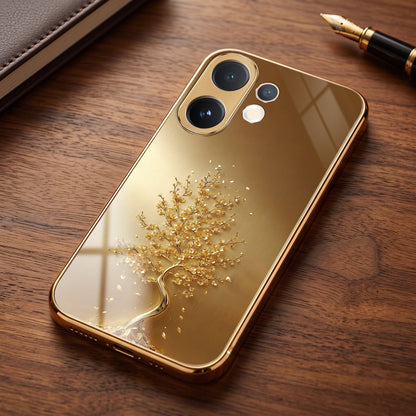 Vivo V60 5G Golden Tree Gold Electroplated Glass Phone Back Case