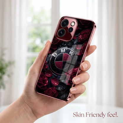 Oppo Reno 15 Pro Mini 5G BMW Logo Burgundy Electroplated Glass Back Case