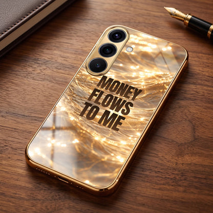 Samsung Galaxy A36 5G Money Flows To Me Gold Electroplated Glass Phone Back Case