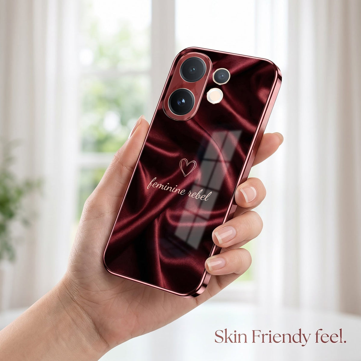 Vivo V60 5G Feminine Rebel Burgundy Electroplated Glass Back Case