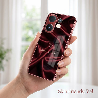 Vivo V60 5G Feminine Rebel Burgundy Electroplated Glass Back Case