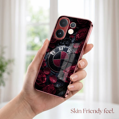 Vivo V60 5G BMW Logo Burgundy Electroplated Glass Back Case