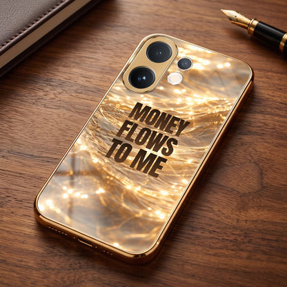 Vivo V60 5G Money Flows To Me Gold Electroplated Glass Phone Back Case