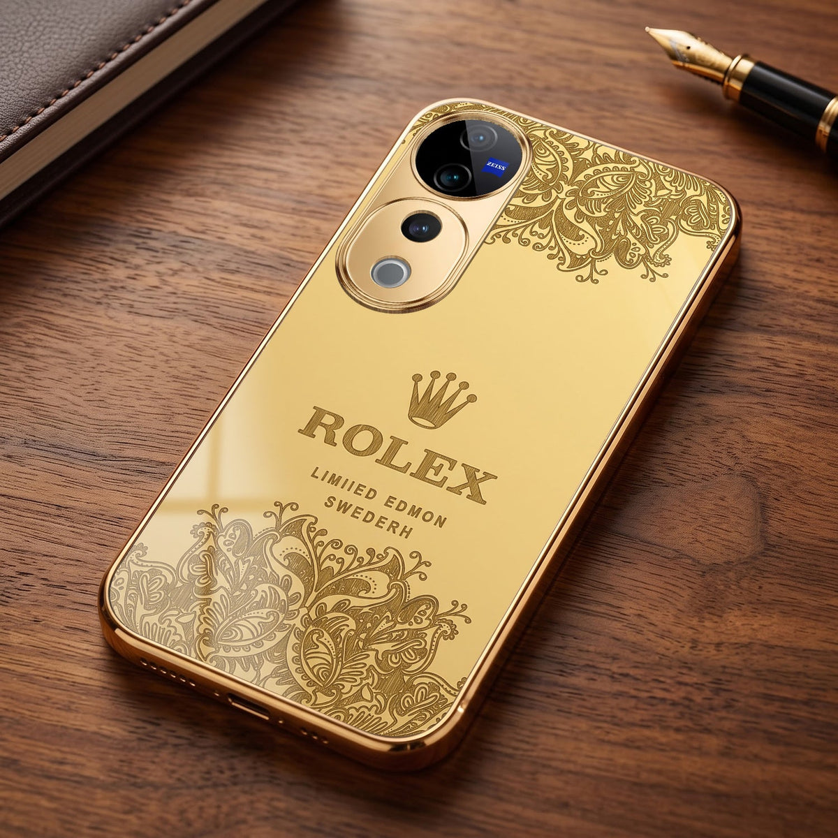 Vivo V40 Pro 5G Rolex Crown Gold Electroplated Glass Phone Back Case