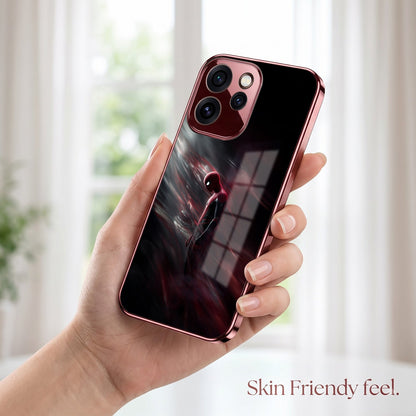 Oppo Reno 15 Pro Mini 5G Crimson Spider Burgundy Electroplated Glass Back Case