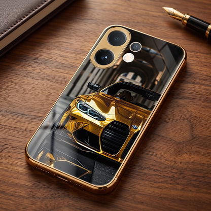 Vivo V60 5G Golden BMW Gold Electroplated Glass Phone Back Case