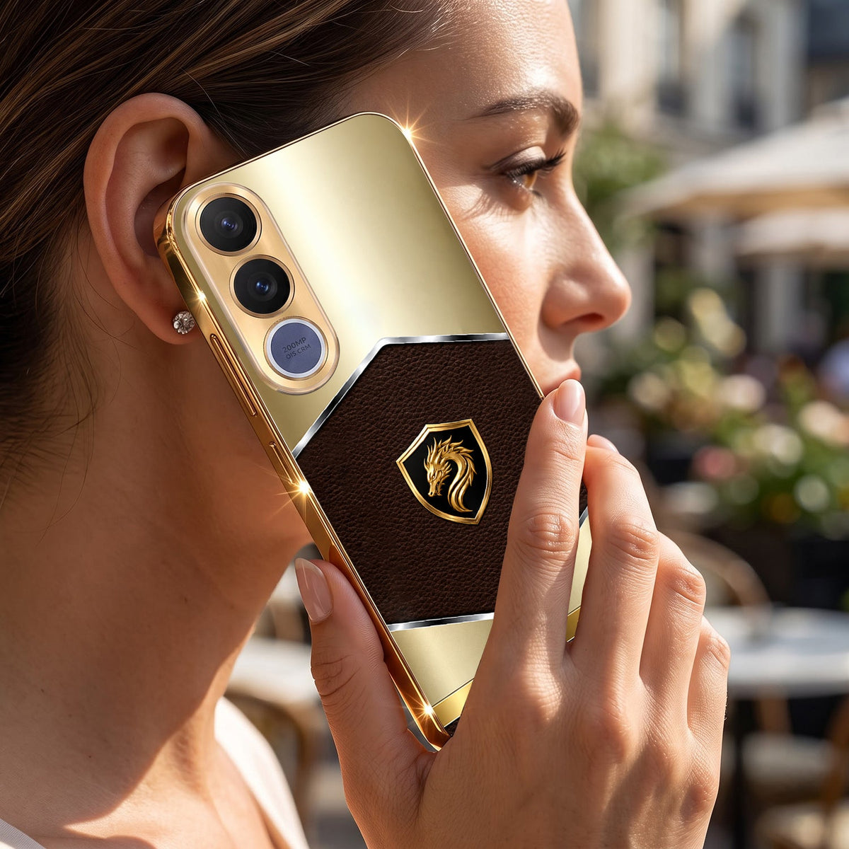 Vivo V70 FE 5G Dragon Crest Gold Electroplated Glass Phone Back Case