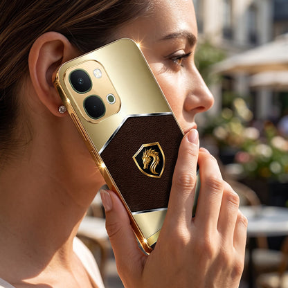 Vivo Y51 Pro 5G Dragon Crest Gold Electroplated Glass Phone Back Case